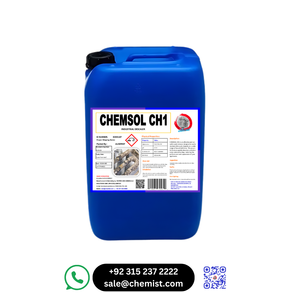 CHEMSOL-CH1 Boiler Descaler Liquid in an industrial container