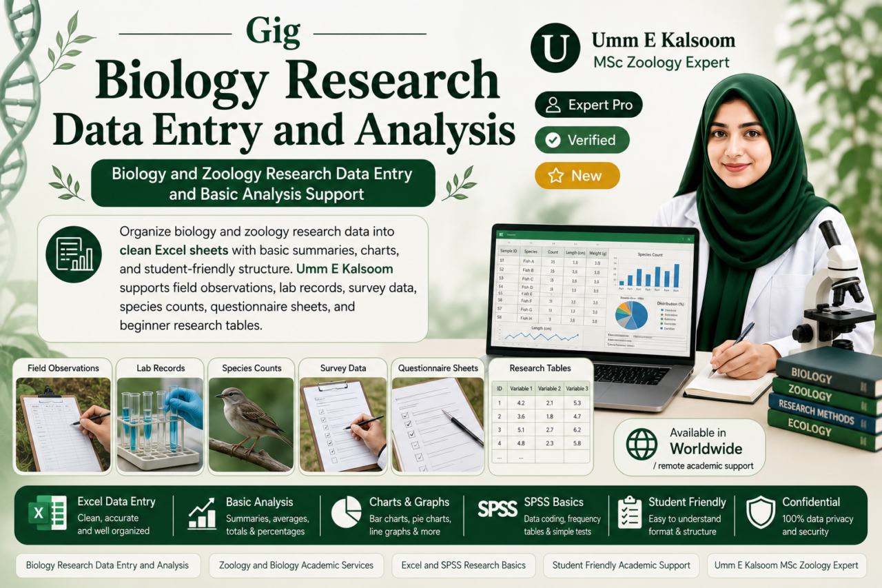 Biology and Zoology Research Data Entry and Basic Analysis Support ...